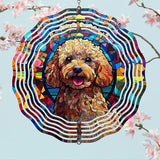 Poodle Dog Wind Spinners Outdoor Dog Memorial Gifts, 3D Metal Kinetic Hanging Garden Wind Spinner, Spinner Decor, Wind Sculptures for Outdoor & Indoor, Window, Yard Decor (Poodle 3)