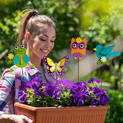 4 Pack Metal Flowers for Outside & Decorative Garden Stakes - Metal Yard Art Outdoor and Garden with Rustproof Design | Spring Lawn Ornaments for Porch, Backyard, Patio | Outdoor Gifts