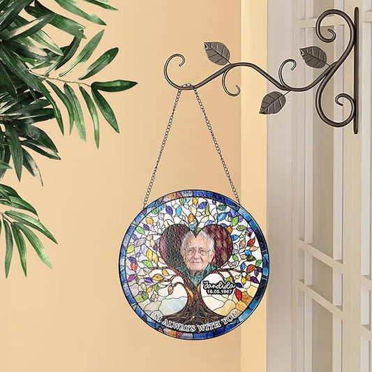 NAZENTI Custom Memorial Photo Gift for Grandpa, Keepsake and Remembrance, Sympathy in Memory of Loved One Gifts, I'm Always with You Gifts Sympathy Personalized Stained Glass Window Hanging