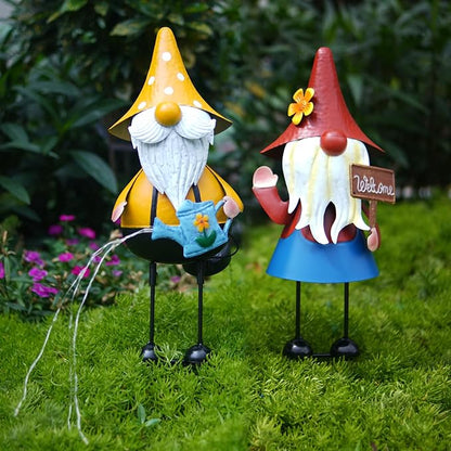 HONGLAND Garden Gnome Statue with Solar Lights -18 Inch Gnomes Decorations with Firework Solar Lights, Birthday Gifts for Woman Grandma for Patio Yard Lawn Porch