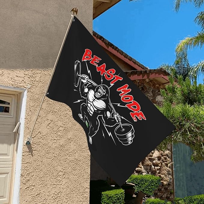 Gorilla Flag Outdoor Heavy Duty Gym Banner Double Sided 3x5 Ft Fitness Workout Flags with Brass Grommets for Room Decor, Bedroom, Garden, House Decoration