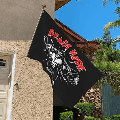 Gorilla Flag Outdoor Heavy Duty Gym Banner Double Sided 3x5 Ft Fitness Workout Flags with Brass Grommets for Room Decor, Bedroom, Garden, House Decoration