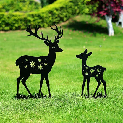 WACLSTDAY Deer Garden Decor for Outside, Metal Decorative Garden Stakes, Deer Gifts for Women Men Black Silhouette Statues Decorations for Yard Art, Patio, Backyard, Outdoor, Lawn Ornaments