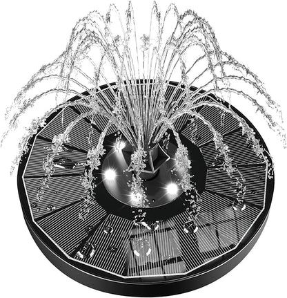 SZMP Solar Water Fountain Upgraded 100% Glass Panel, 3.5W Solar Powered Fountains Built-in 2000 Battery with 7 Nozzle & 4 Fixer, Solar Fountain Pump for Bird Baths, Pond, Outdoor