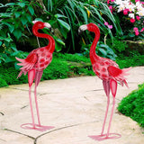 XONOR Metal Garden Flamingo Statues and Sculptures, Set of 2 Pink Outdoor Metal Flamingos Bird Art for Home Yard Patio Lawn Backyard Porch Decorations