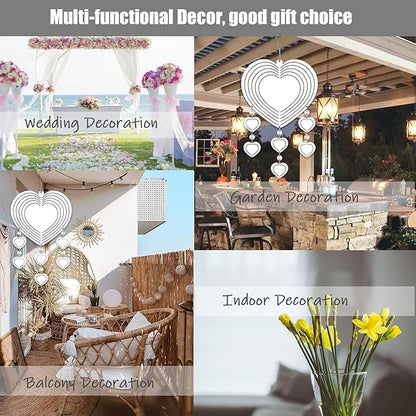 4Pack 10inch Sublimation Wind Spinner Blanks 3D Aluminum Metal Wind Sculpture Kinetic Spinners for Yard and Garden Indoor Art Ornaments Hanging Decoration (Heart Pendant)