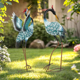 36.8" Metal Crane Garden Statue, Handcrafted Extra-Large Blue Heron Decor Sculptures with Stable U-Ground Stakes, Backyard Decoration, Metal Garden Bird Animal Yard Art, Lawn Ornament Decor