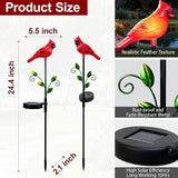 2 Pack Cardinal Garden Decor Red Bird Figurine Solar Lights Garden Stakes Decorative, Cardinal Outdoor Decor for Yard Patio Porch Lawn Ornaments Christmas Memorial Gifts Cemetery Decorations