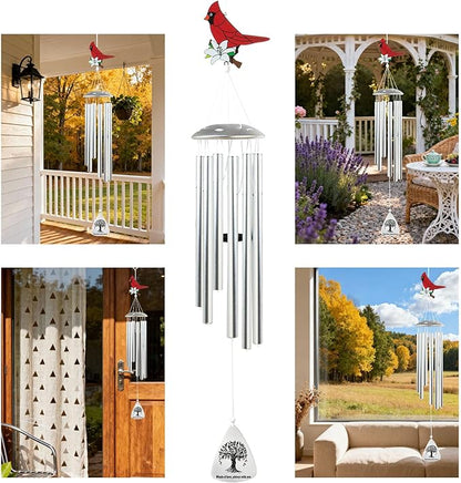 Memorial Wind Chimes for Loss of Loved One, Sympathy Wind Chimes for Outside with Cardinal Wind Spinner, Bereavement Condolence Remembrance Gift for Loss of Mom Mother Father Husband