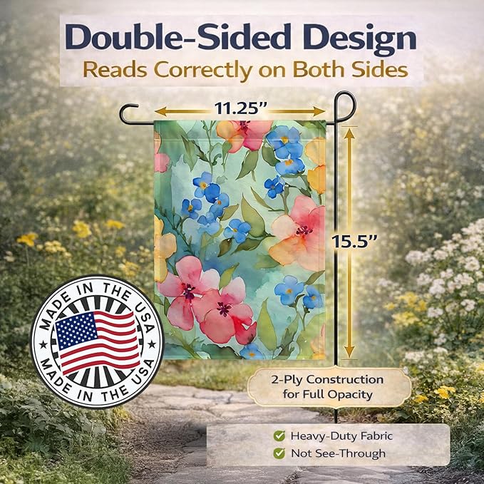 Caroline's Treasures Alaska Forget-me-nots in Watercolor Garden Flag Mailbox Flag Decorative Yard Flag Banner Outside Patio Artwork Yard Flower Beds, Garden Size, Multicolor