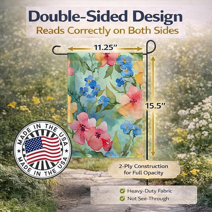 Caroline's Treasures Alaska Forget-me-nots in Watercolor Garden Flag Mailbox Flag Decorative Yard Flag Banner Outside Patio Artwork Yard Flower Beds, Garden Size, Multicolor