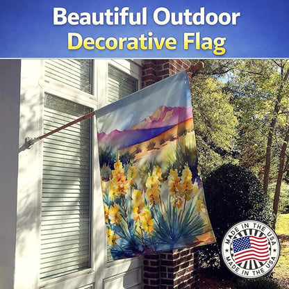 Caroline's Treasures New Mexico Yucca Flower in Watercolor House Flag Large Porch Sleeve Pole Decorative Outside Yard Banner Artwork Wall Hanging, Polyester, House Size, Multicolor