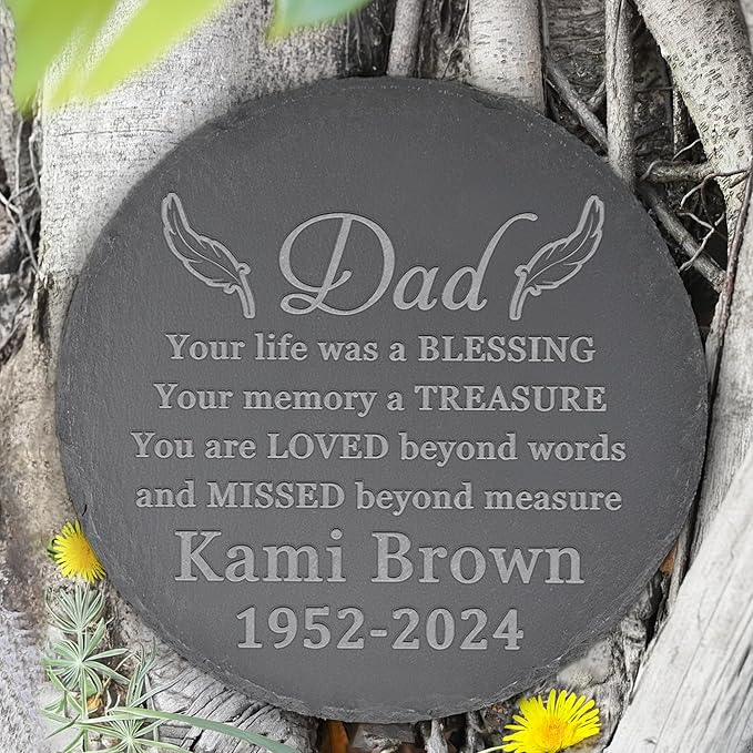 Memorial Garden Stone - Personalized Memorial Gifts for Loss of Loved One - Bereavement Gifts for Loss of Father Mother - Your Memory a Treasure - Round