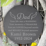 Memorial Garden Stone - Personalized Memorial Gifts for Loss of Loved One - Bereavement Gifts for Loss of Father Mother - Your Memory a Treasure - Round