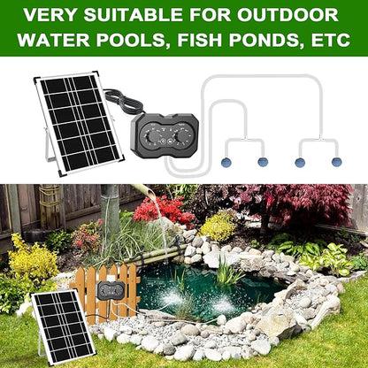 Lewisia 6W Solar Pond Aerator with Timer Control Air Pump Battery Aeration Kit Fish Tank Bubble Oxygenator