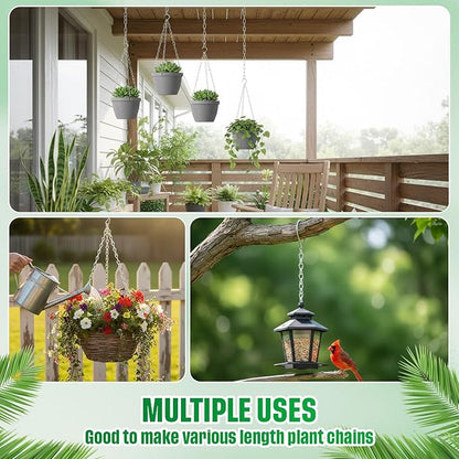2 Pack Hanging Chain for Bird Feeders, Planters, Lanterns and Ornaments (19.7 Inch, Silver)
