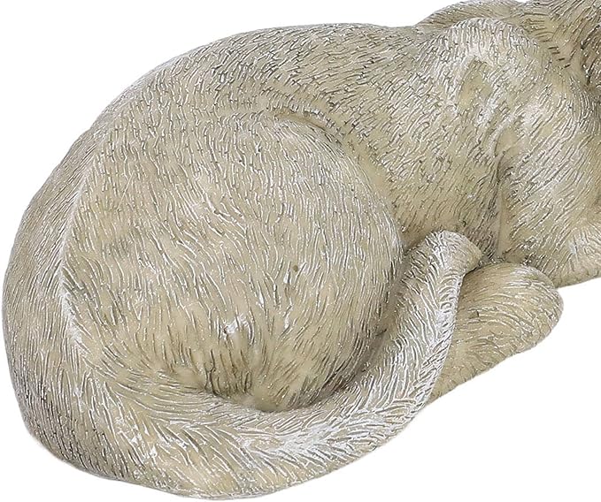 Hapivida Cat Garden Statue Outdoor, 5.5in Mini Cat Figurine Memorial Statue Sleeping Pet Statues Decor Resin Realistics Sculptures Gift