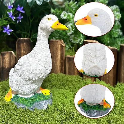 Teaeeno Farm Duck Statues Real Duck Fence Decoration Funny Resin Duck Decor Outdoor Real Animal Statue Duck Sculpture Perfect for Home Garden Stairs Farm Patio Backyard