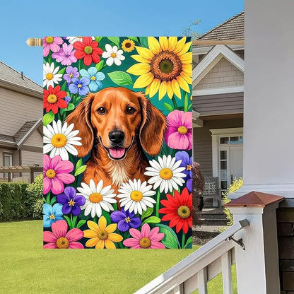 BlissYard Hello Spring Garden Flag 12x18 Inch Double Sided Cute Golden Retriever Seasonal Welcome Small Flags For Outside Outdoor Decor Yard Farmhouse Holiday Spring Summer Decorations Yard Flags