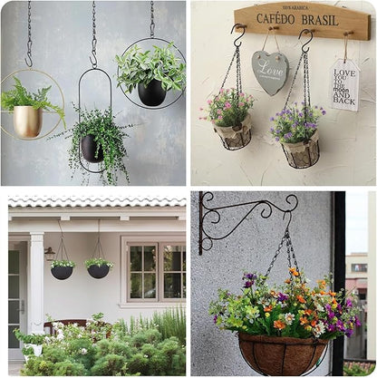 Black Chain for Hanging Plants, 6 PCS Small Chain for Hanging Basket, 24.5IN Hanging Chains with Hooks, Adjustable Plant Chain, Decorative Metal Hanging Basket Chain for Planter, Bird Feeder, Sign