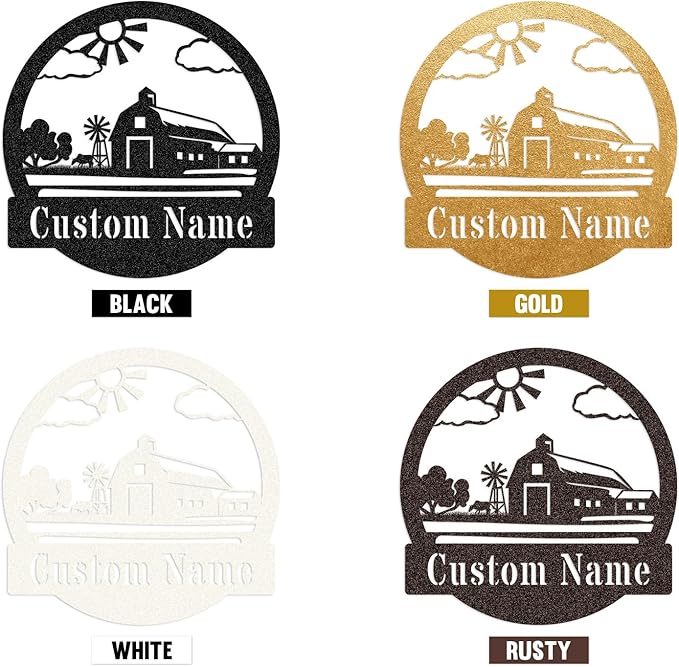 Custom Farm Metal Sign - Last Name Ranch Sign I Outdoor & Garden Decor | Cow Farmhouse & Barn Theme