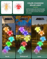 DOUBLEZHE Solar Wind Chimes, Color Changing Maple Leaf Wind Chimes for Outside, Birthday Gifts for Women Mom Grandma, Waterproof Outdoor LED Decoration Mobile Lights for Garden Patio Yard Party Decor