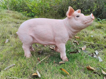 HOUDE Cute Pig Statues, 20.08 inches Long, decorates Outdoor Art Gardens, courtyards, lawns, and Indoor Public Spaces Such as Living Rooms and Balconies. (Pink)