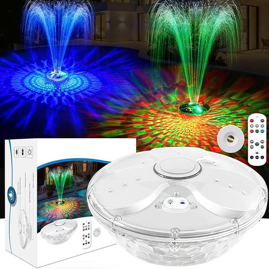 ChlorStar Pool Fountain with Remote,Floating Pool Fountain with Lights Show,Above Ground Pool Water Fountains Pump with Anchor, Floating Swimming Pool Fountains for Inground Pool,Pond -1PC(White)