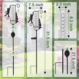 J-Fly Solar Light Rain Gauge, Black Metal Sasquatch Design with Glass Tube, 7 Inch Decorative Garden Stake for Outdoor Weather Measurement, Yard Decor