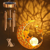 Solar Moon Dog Wind Chimes for Outside, Dog Lover Gifts for Mom Women Men Birthday Mothers Day, Hanging Outdoor Decor Cracked Glass Ball Memorial Wind Chimes for Garden Patio Porch