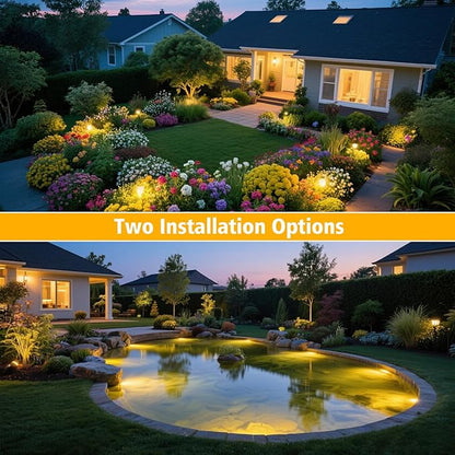 T-SUN Solar Pond Lights, 3-in-1 Warm White LED Submersible Light with 2 Light Modes, IP68 Waterproof Floating Underwater Lights for Outdoor Ponds, Garden Fountain, Decorative Aquascape