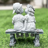Elenon Boy and Girl Garden Statue Decor, Couple First Kiss Garden DecorativeSculpture for Yard Patio Art Flower Bed Decoration, 8 1/4" L x 4 3/4" W x 9" H