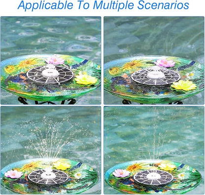 AISITIN 4W Solar Fountain with Lights, Chargeable Solar Bird Bath Fountains Built-in 2200mAh Battery, 2026 Upgrade Glass Panel Solar Water Pump for Bird Bath, Garden, Pond, Pool, Fish Tank, Aquarium