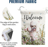 Spring Summer Garden Flag Floral Poodle Yard Flag Flower Dog Garden Flags for Outside Small Outdoor Welcome Flags 12x18 Double Sided