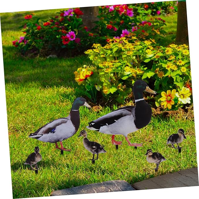 Garden Stake Decoration Ground Insert Lifelike Acrylic Stakes 6pcs Duck for Backyard
