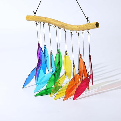 Colorful Glass Wind Chimes, 20 inches, Garden Decor for Patio and Home (Style 2)