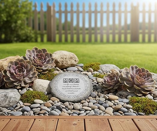 Magnolia Garden 10-Inch Mom Memorial Decorative Stepping Stone – Your Life was A Blessing Resin Garden Tile – Mother Sympathy & Bereavement Outdoor Accent
