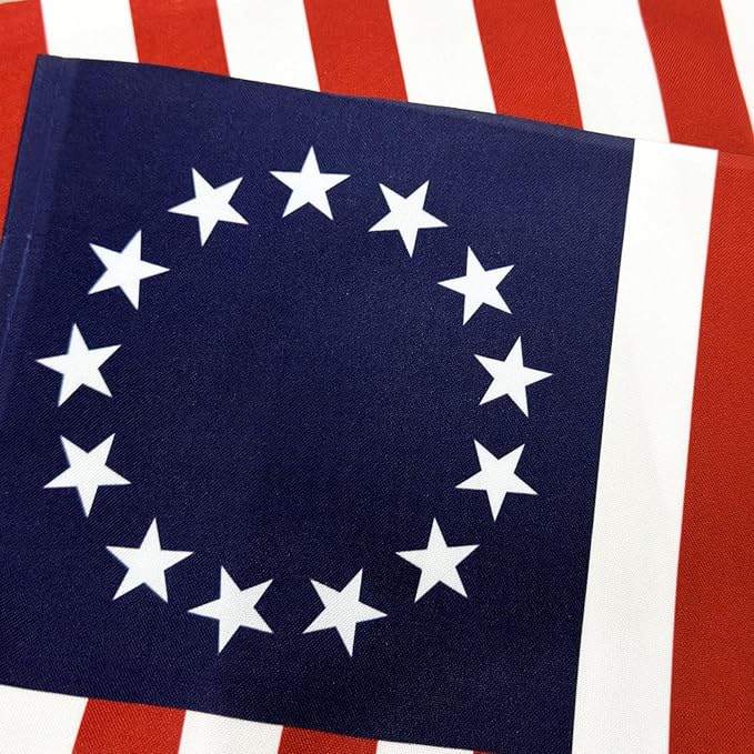 TOPFLAGS Garden Flag Stand with Betsy Ross Flag Garden Flags 12 x 18 Inch Metal 13 Star American Yard Flag Holder Pole Stake Small Flag Stands with Clips and Stopper