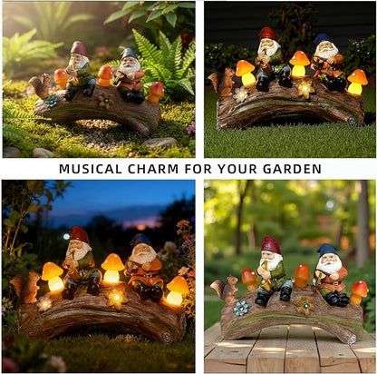 Solar Powered Squirre Gnome Mushroom Light 14" Weatherproof Resin Garden Decor Auto-Sensor Outdoor Lamp Warm White Fairy Light Housewarming/Birthday Bullet Points