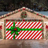 HOMETITUTE Christmas Garage Door Banner 13x6ft Gift Wrap Bow Ribbon Theme Backdrop Seasonal Christmas Decor Winter Door Cover Banners for Outside Garage Wall Covering for Party Garage Decorations