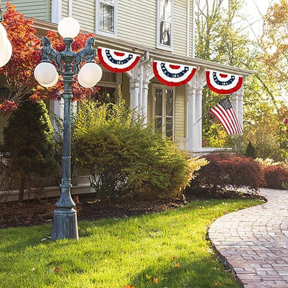 6PCS USA Patriotic Pleated Fan Flags - 3 x1.5 Ft American US Flag Buntings Banner Patriotic Bunting Flag Stars and Stripes Flag Bunting for Memorial Day The 4th of July and Labour Day (18INx35IN)