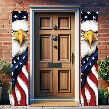 Patriotic Eagle Porch Banners 71x12 Inch American Flag Independence Day Outdoor Decorations Bald Eagle Hanging Porch Signs 4th of July Memorial Day Veterans Day Home Decor