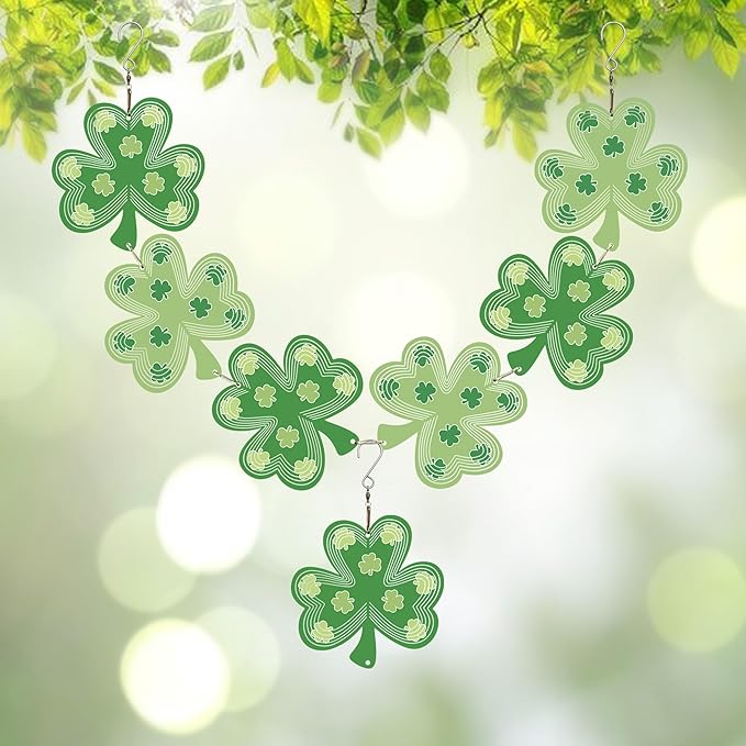Wind Spinners Outdoor, Bird Repellent，3D Clover Hanging, 15 inches, Kinetic, Stainless-Steel Metal, Indoor and Outdoor Decoration for Garden, Patio, Yard, Gift for Women Mom Wife.