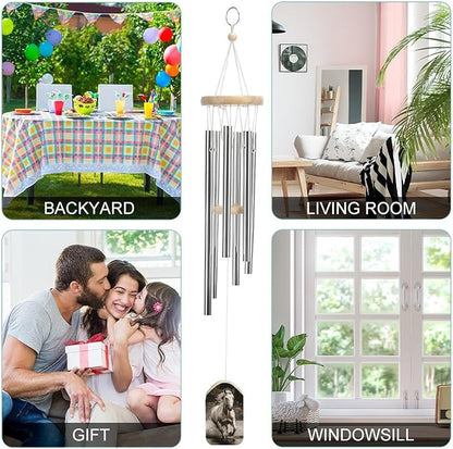 Large Aluminium Wind Chimes 20.5" Inches Horse Running by The Water Wind Chimes for Outside Memorial Wind Chimes Sympathy Wind Chime for Outdoor Garden Patio Decoration