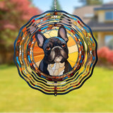 French Bulldog Wind Spinner Pet Dog Memorial Gifts, Vibrant 3D Kinetic Metal Hanging Outdoor Garden Decor, Frenchie Gifts for Dog Lovers, 8" Wind Sculptures for Patio, Porch, Yard Art (Frenchie 6)