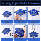 16 Pieces 2026 Graduation Yard Signs Plastic Congrats Grad Decor with 32 Stake and Ribbon Graduate Cap Hanging Yard Sign for Party Outdoor Lawn Pathway Walkway Decorations(Blue and Black)