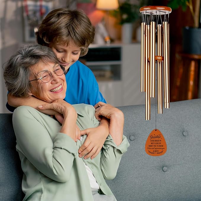 Grandma Windchime - Mothers Day Wind Chimes for Grandma, Nana - Grandma Gifts for Mothers Day, Birthday, Christmas - Best Grandmother, Mommom, Mimi Gift Ideas from Grandkids - Nana Wind Chime 28in