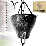 U-nitt Rain Chain Water Collection for Gutters Rainwater Catcher & Diverter, 8.5 FT Chains for Outside Garden, Sunflower Cups, Roof Downspout, Works with Heavy Rain, w/Gutter Clip for Rainchains
