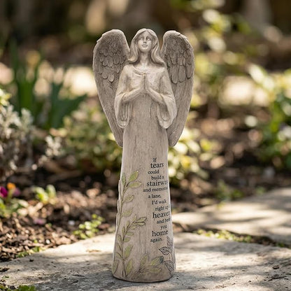 DUSVALLY Angel Garden Statues Outdoor Resin Statue Decoration, Praying Commemorating Memorial Decor, Healing Angel Gifts, 13 inches