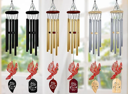 Personalized Crystal Memorial Wind Chimes Loss of Mom Dad Nana Papa Sympathy Ornament Cardinal Bird Keepsake Weatherproof Remembrance Gift in Memory Loved Ones for Window Outdoor Garden Decor